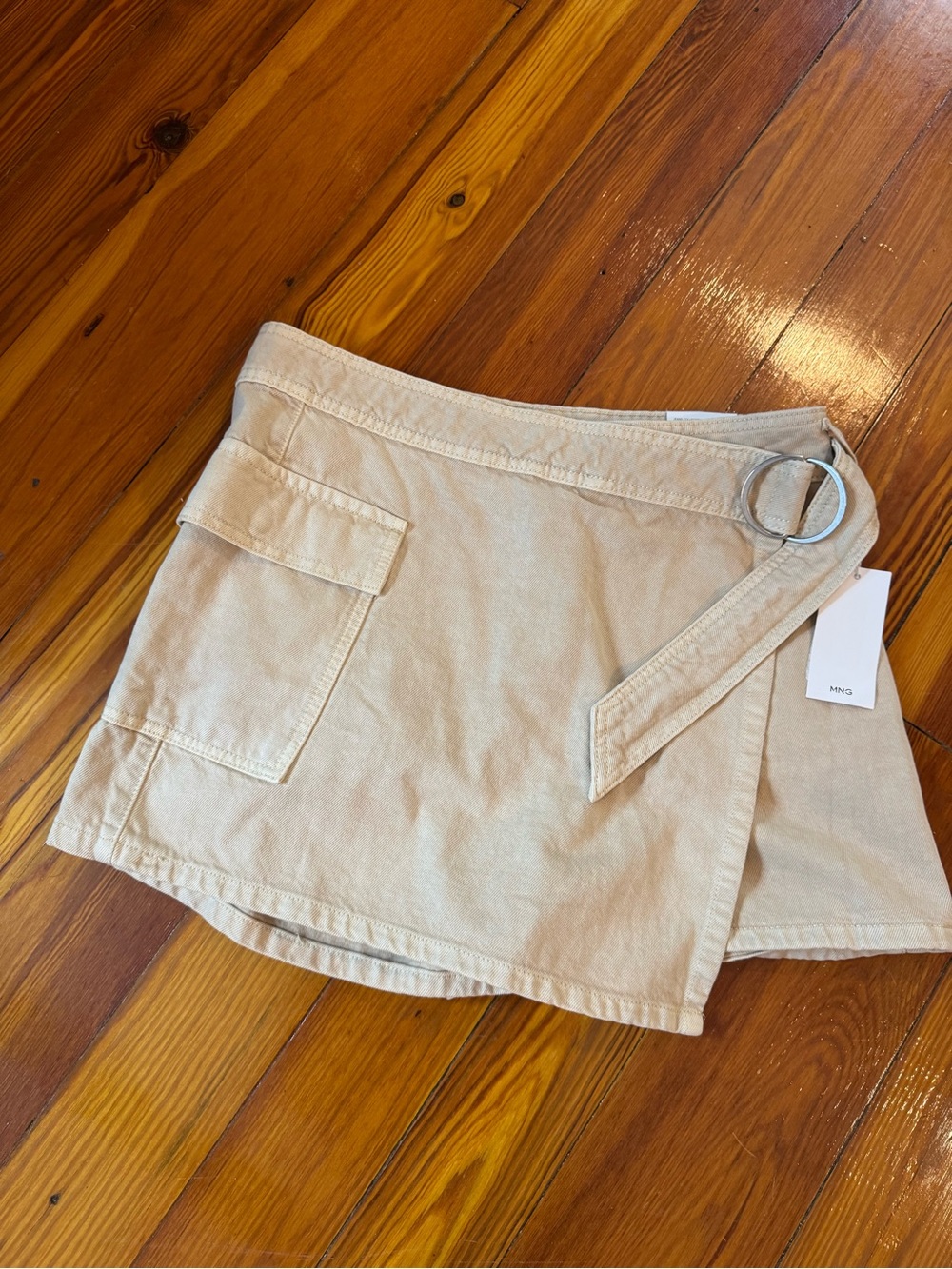 Mango Beige Wrap Skort with D-Ring Belt